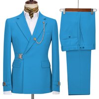 Clothing two piece suitmens dress suit oblique button metal button