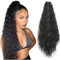 Factory wholesale foreign trade European and American chemical fiber wig black ponytail clip corn silk claw clip ponytail