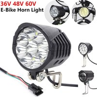 36 48 60V Bicycle Horn 18W 9 Electric Scooter LED Front Light Waterproof High Power Headlight E Bike