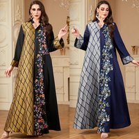 Clothing Contrast Stitching Embroidery Elegant Style Long Sleeve Dress