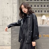 ELLE Leather Jacket Autumn Winter Arrival Internet Celebrity Street Style Hong Kong Style Loose