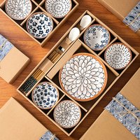Ceramic Bowls Plates Gift Box Underglaze Colored Ceramic Tableware Set Opening Event Gift Set