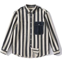 2023 Spring And Autumn Season New Colored Vertical Pattern Flip Collar For Men's High End Long Sleeved Striped Shirt