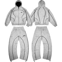 European American Trendy Brand Embroidered Hoodie Niche Design Sweatpants Loose Versatile Casual Sports Suit Tide