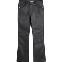 High Street Black Flared Waxed Jeans – Coated Denim Trousers With Vintage Loose Fit, Trendy & Fashionable For Men