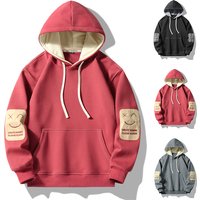 Clothing smiley face cotton hooded sweatshirt loose T shirt embroidery trendy warm jacket
