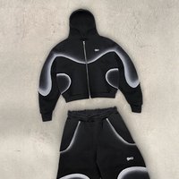 Cool Stylish Dark Style Personality Patchwork Hoodie Set Fashionable Must Have Trendy