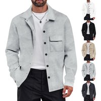 Men's Retro Jacquard Knit Shirt Jacket – Heavyweight Casual Lapel Coat For Spring & Fall (White/Black/Khaki/Light Gray/Iron Gray, S-XXXL)