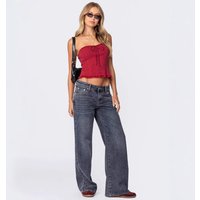 Women's Clothing Wide Leg Hot Girl Street Loose Low Waist Retro Large Size Denim Trousers