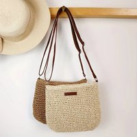 Hand woven straw woven casual versatile trend simple small leather brand messenger bag