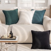 Stylish Geometric & Striped Velvet Cushion Covers - Soft Breathable Poly-Cotton Pillow Cases For Sofa, Bed, Or Office (45x45cm, Multiple Colors)