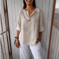 Clothing Summer Loose T Shirts V Neck Button Tops