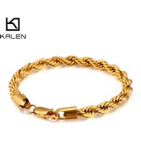 Men’s Bracelets Titanium Steel Jewelry 18K Gold Two Color Twist Chain Unisex Stainless Steel Bracelet Jewelry