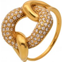 Jewelry 5A Zircon Geometric Buckle Full Diamond Ring Fashion Accessories Stainless Steel Plated K Real Index Finger Ring Jewelry