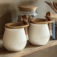 Retro Ceramic Seasoning Jar Cover Spoon Seasoning Salt Jar Lard Jar