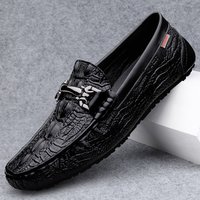 Live Streaming 46 47 Crocodile Patterned Bean True Cow Soft Soles One Step Lefu Shoes Business