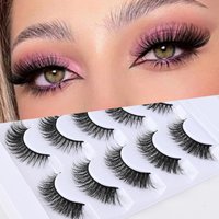 Eyelashes Set 5 Pairs Of Eyelashes Natural Multi Layered Hard Stem False Eyelashes Three Dimensional Curling Five Pairs Of Black Stems