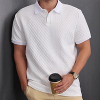 Clothing Jacquard Fabric Button Placket Solid Lapel Basic Texture Top