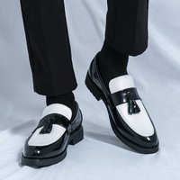 2025 Spring Large Formal Business Leather Blok Set Foot Tassel One Step Step Le Fu Shoes 46