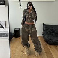  Camo Print Zip Up Hoodie & Jogger Set – Streetwear Two Piece 