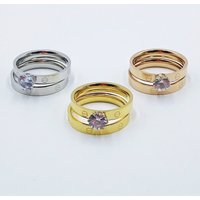 European American Double Layer Diamond Fashionable Personality Lock Titanium Steel Rose Gold Plated Ring