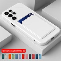 Card Slot Holder Square Soft Silicone Shockproof Coque Samsung S22 Ultra Plus S 22 S22Ultra samung s 22ultra s22plus