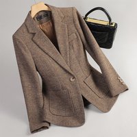 Houndstooth Wool Blend Blazer 