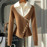 Clothing Two Piece Design Sweater Winter High End Feeling Super Good Looking Unique Knitted Top