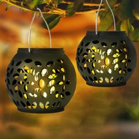 Solar LED Wall Lantern Tribal Carvings – 10W Warm Hollow Out Design Garden Patio & Yard Decor 