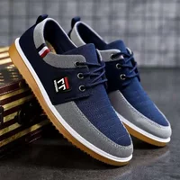 Canvas Casual Shoes For Men Trainers Patchwork Outdoor Flat Lace-up Sneakers Ss1 Ss