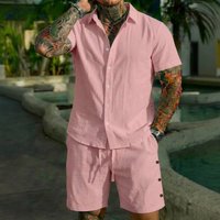  Short Sleeve Shirt & Shorts Set Lightweight Summer Beach Outfit Casual & Vacation Wear 