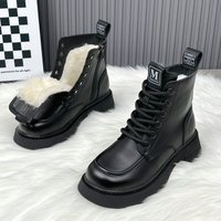 Real Soft Leather Wool Snow Boots One Piece Short Boots Martin Boots Winter Warm Thick Bottom Non Slip Cotton Shoes
