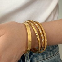 Charm Bracelets High Grade Stainless Steel Zircon Metal Bracelet For Women Niche Retro Personality Simple Versatile Temperament Fashion Jewelry