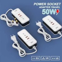 PD50W Power Strip Port Charger USB + Dual PD 4 1 Cable Head Smart Fast Charging
