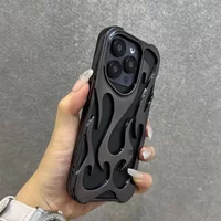 3D Flame pattern Phone Case iPhone 16 11 12 13 14 15 ProMax Plus Fashion Hollow Slim Shockproof Protective soft Cover