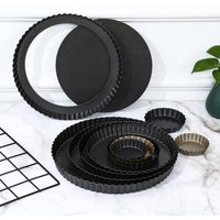 Non stick Round Tart Pan Detachable Bottom Scalloped Edge Perfect Baking Fruit Tart Pizza Cake