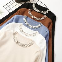 clothing autumn winter beaded pullover sweater round neck long sleeved sweater loose slim bottoming shirt