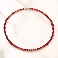 hip hop inlaid zircon necklace INS tennis chain multi specification Oval 4*6 colorful