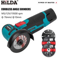 HILDA 12V Cordless Brushless Angle Grinder - 3 Inch Mini Electric Grinder With Lithium Battery, Lightweight & Powerful For DIY & Home Use