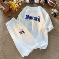 Men’s Clothing Waffle Casual Sports Suit Men’s Loose Breathable T Shirt Top Spring Summer Autumn Ice Silk Cool Short Sleeve