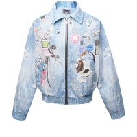K492 American 2025 Spring Street Denim Printed Image High Grade Loose Jacket Coat