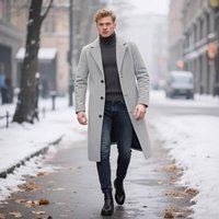  Classic Wool Blend Trench Coat – Slim Fit Long Overcoat Black Charmer Grey Khaki Light Grey Navy – British Inspired Casual & Office Style