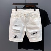 Clothing Big Hole Denim Shorts Trend Scratched Casual Non Elastic Shorts