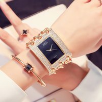 G&D Gaishideng IP Electroplated Three Chain Diamond Studded Non Mechanical Watch