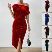 New Arrival Quick Buy Elegant Commuter Women's Off-Shoulder Dress