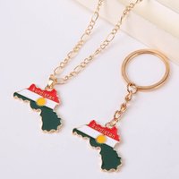 Fashion Kurdistan Country Map Necklace for Women Men Flag Clavicle Chain Friendship Jewelry Hip-Hop Keychain Decorations