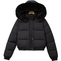Quilted Winter Jacket With Faux Fur Trim – Short Puffer Coat For Women (Black/Brown/Blue-Grey/Khaki/White, M-XXXL)