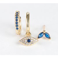 Jewelry Temperament Elegant Fashion Set Devil Eye Earrings Ear Clips Trendy Earrings 3 Piece Set Earrings