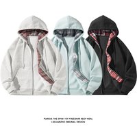 Clothing Heavyweight Cotton Hooded Zip Up Sweatshirt Casual Streetwear Pullover Grey Black Blue Oversized Fit Fashion