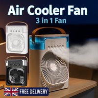 3 1 Mini Air Cooler Fan Humidifier LED Night Light Home & Office